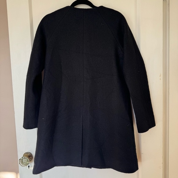 COS Boiled Wool Rounded Collar Zip Front A-Line Coat - Picture 2 of 8